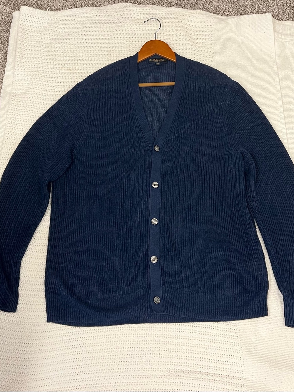 Brooks Brothers men’s XL 100% linen navy blue cardigan - Italian Yarn
